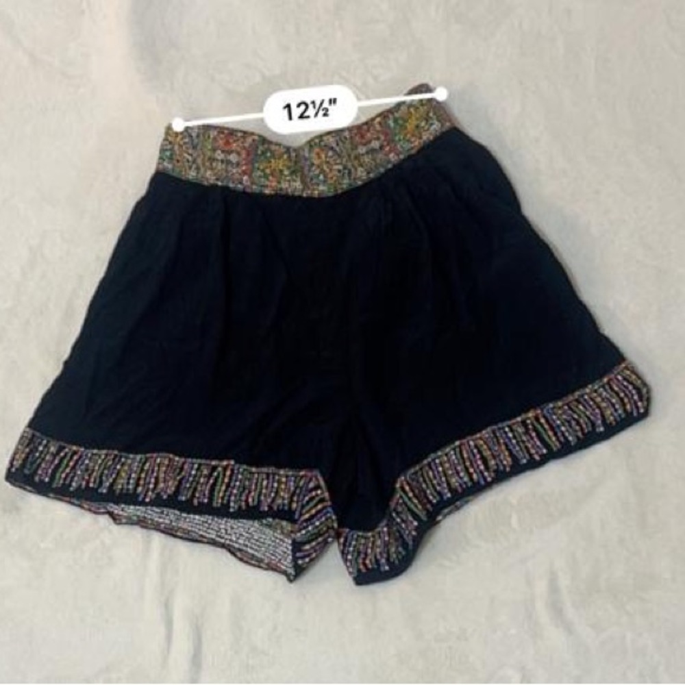 Screen Printed Embellished Black Women's Shorts size 14